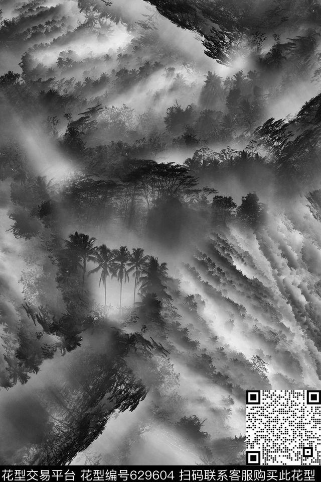 时尚潮流男装外套夹克棉服卫衣T恤数码印花时尚风景黑白山水森林印花时尚大牌高档印花数码印花华亿平台下载（图片编号: 629604） - 瓦栏（Walan）