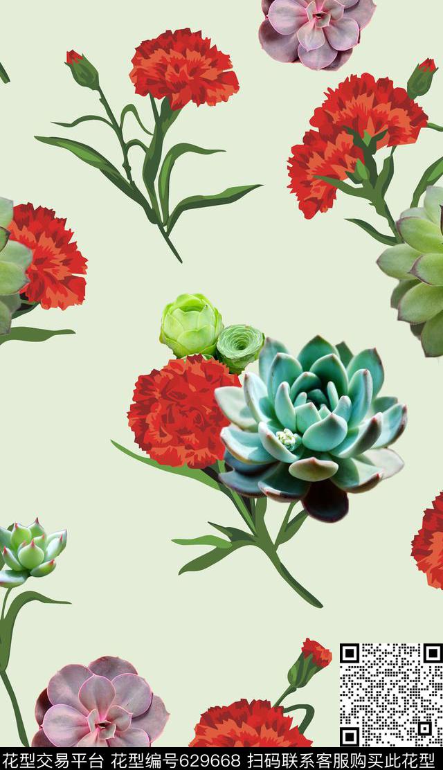 多肉数码印花华亿平台下载（图片编号: 629668） - 瓦栏（Walan）