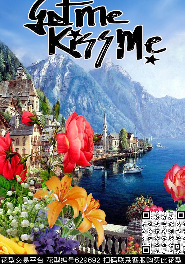 大花花朵花卉数码印花华亿平台下载（图片编号: 629692） - 瓦栏（Walan）