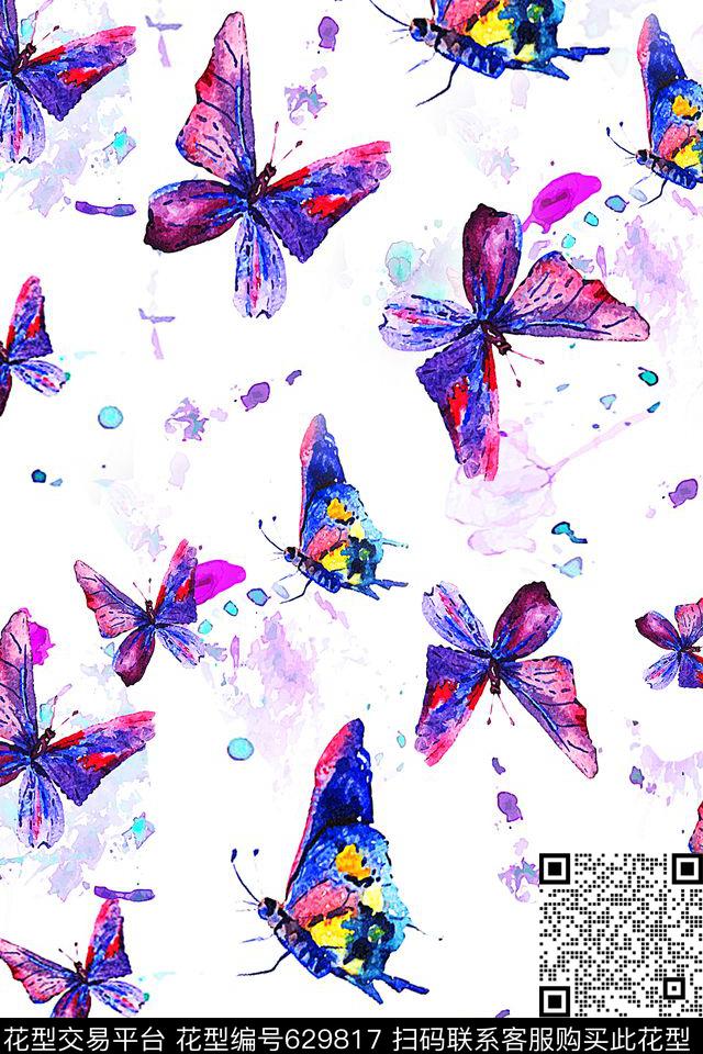 蝴蝶水彩蝴蝶水彩画数码印花华亿平台下载（图片编号: 629817） - 瓦栏（Walan）
