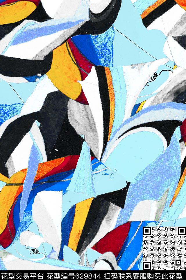 几何波普撞色数码印花华亿平台下载（图片编号: 629844） - 瓦栏（Walan）