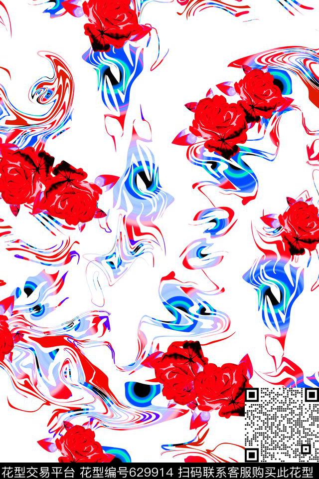 花朵花卉炫彩数码印花华亿平台下载（图片编号: 629914） - 瓦栏（Walan）