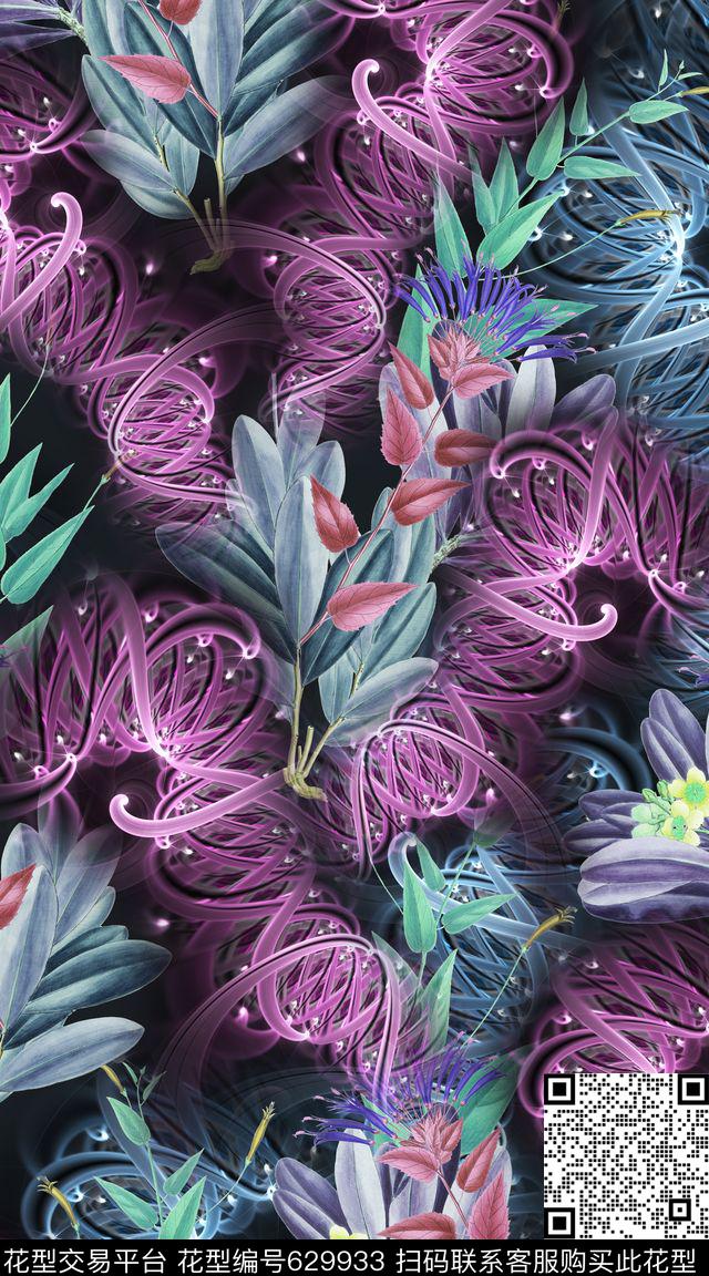 复古创意花卉数码印花华亿平台下载（图片编号: 629933） - 瓦栏（Walan）