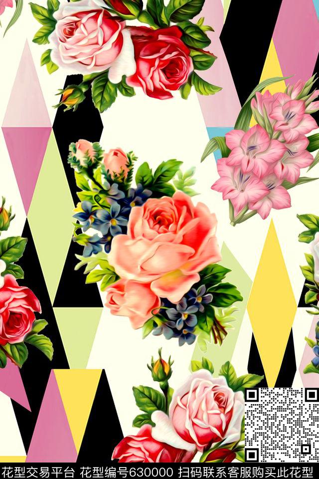 油画花卉玫瑰数码印花华亿平台下载（图片编号: 630000） - 瓦栏（Walan）