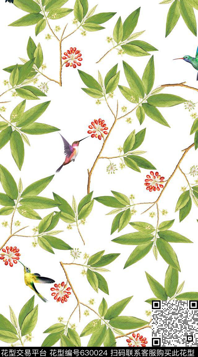 花卉树叶数码印花华亿平台下载（图片编号: 630024） - 瓦栏（Walan）