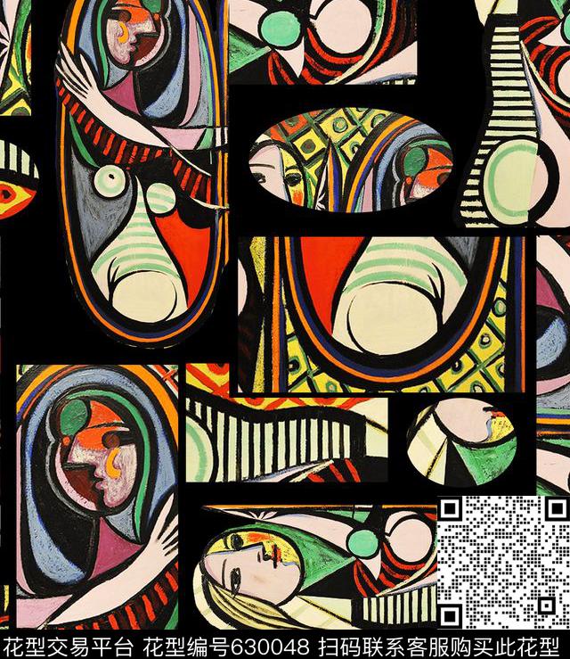 油画人物拼接数码印花华亿平台下载（图片编号: 630048） - 瓦栏（Walan）