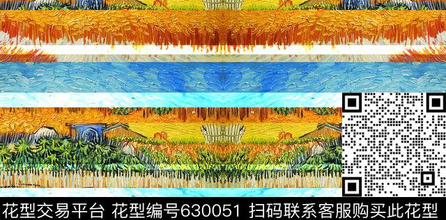 油画拼接风景数码印花华亿平台下载（图片编号: 630051） - 瓦栏（Walan）