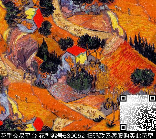 油画抽象风景数码印花华亿平台下载（图片编号: 630052） - 瓦栏（Walan）