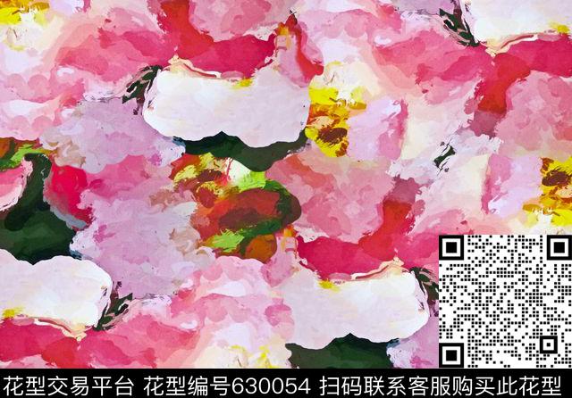 油画花卉抽象数码印花华亿平台下载（图片编号: 630054） - 瓦栏（Walan）