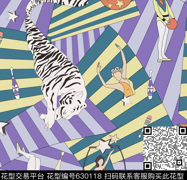 趣味动物几何传统印花华亿平台下载（图片编号: 630118） - 瓦栏（Walan）