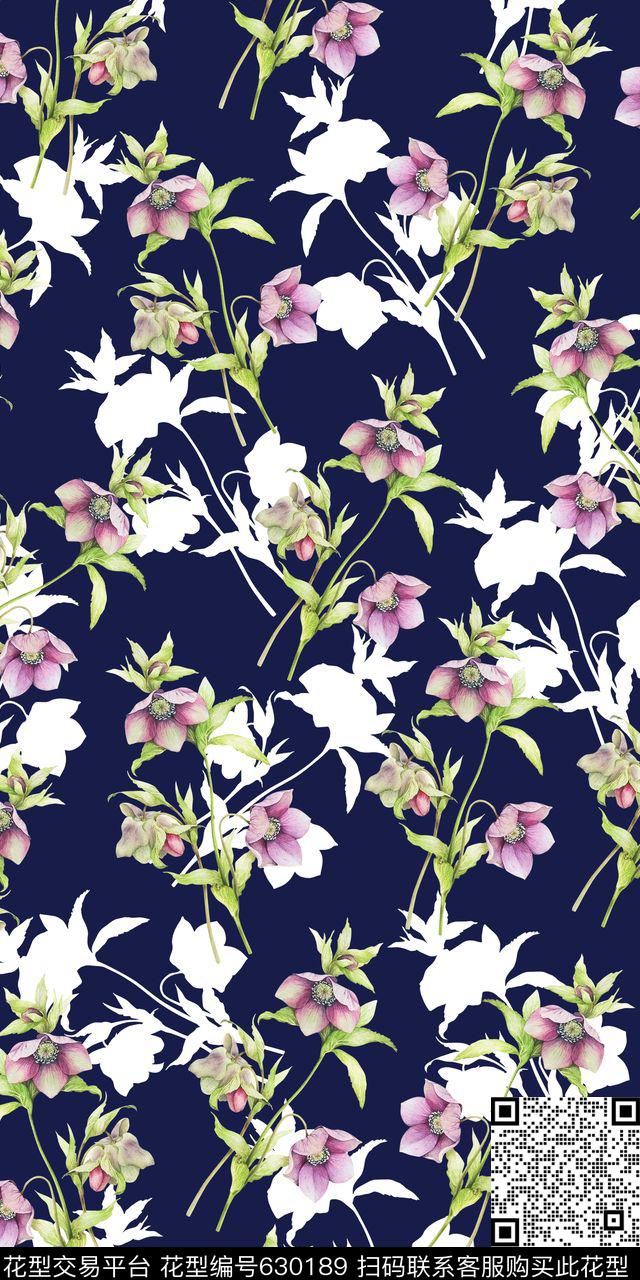 时尚大气女装花卉数码印花华亿平台下载（图片编号: 630189） - 瓦栏（Walan）