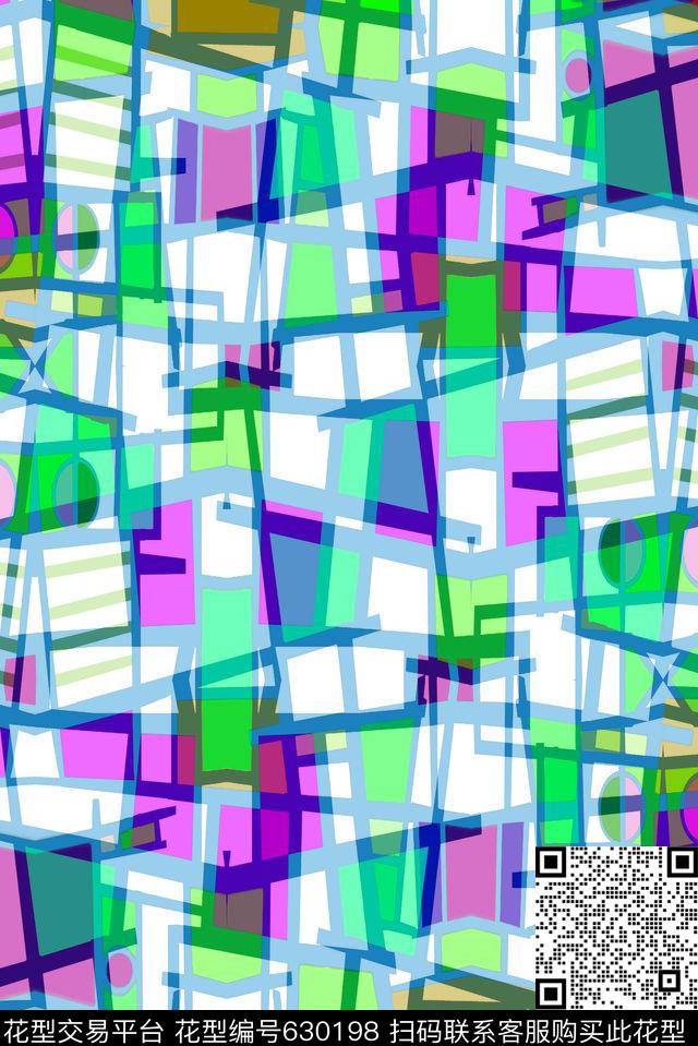 不规则几何小方块几何传统印花华亿平台下载（图片编号: 630198） - 瓦栏（Walan）