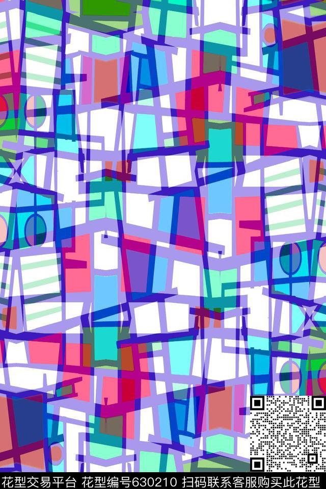 不规则几何小方块几何传统印花华亿平台下载（图片编号: 630210） - 瓦栏（Walan）