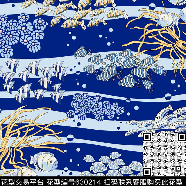 海洋动物海底世界传统印花华亿平台下载（图片编号: 630214） - 瓦栏（Walan）