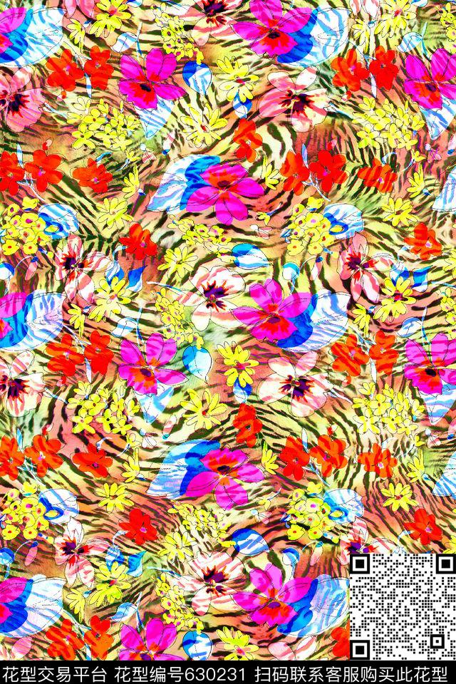动物纹男装女装图案花卉数码印花华亿平台下载（图片编号: 630231） - 瓦栏（Walan）