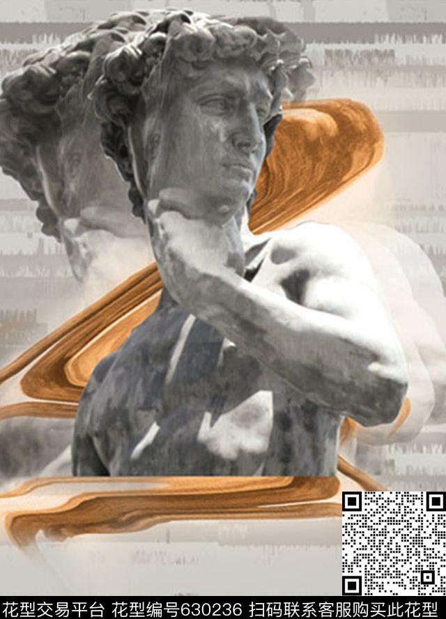 大卫雕像前卫数码印花华亿平台下载（图片编号: 630236） - 瓦栏（Walan）