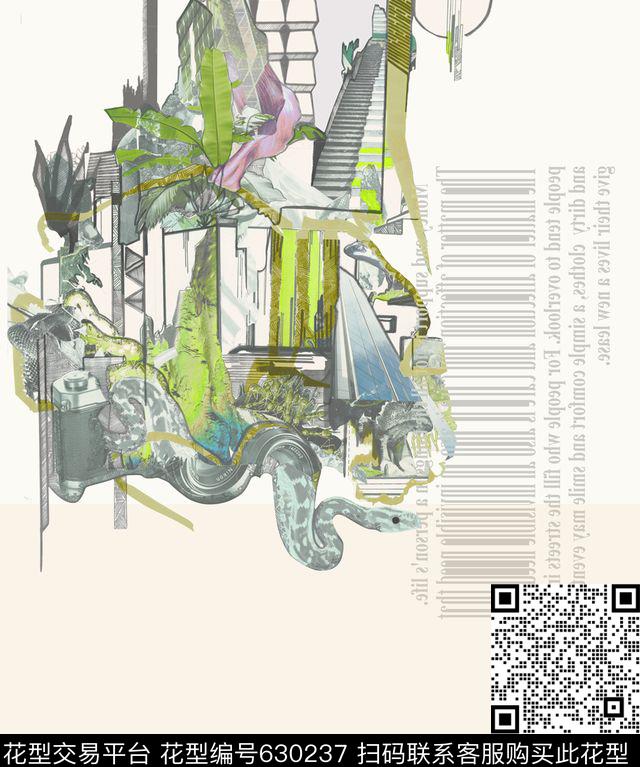 城市前卫抽象数码印花华亿平台下载（图片编号: 630237） - 瓦栏（Walan）