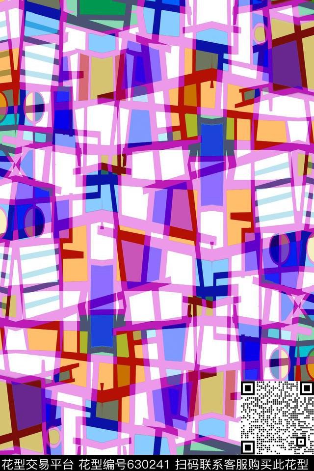 不规则几何小方块几何传统印花华亿平台下载（图片编号: 630241） - 瓦栏（Walan）