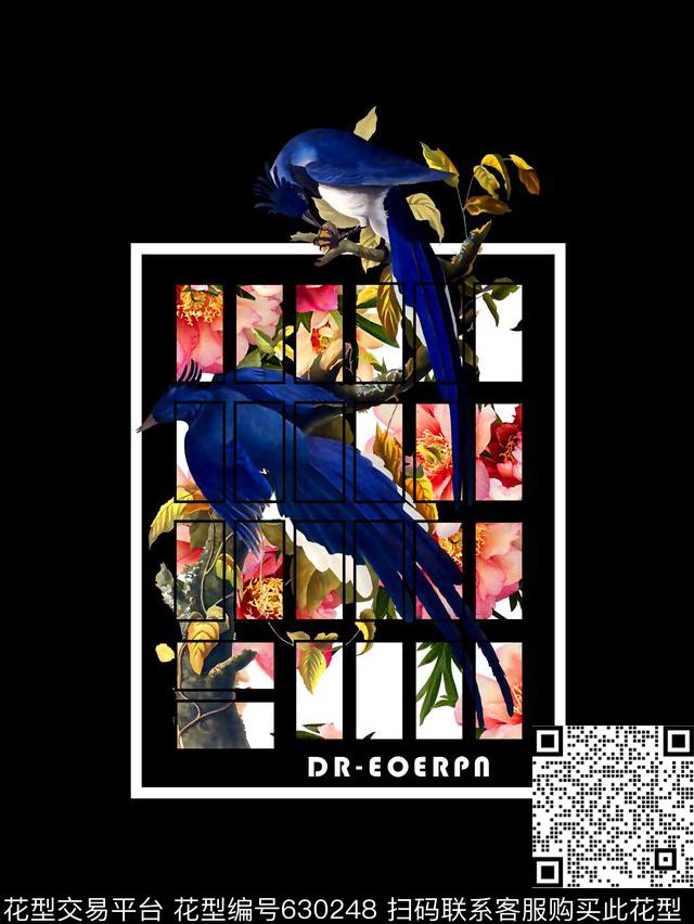 花卉鸟男装T恤数码印花华亿平台下载（图片编号: 630248） - 瓦栏（Walan）