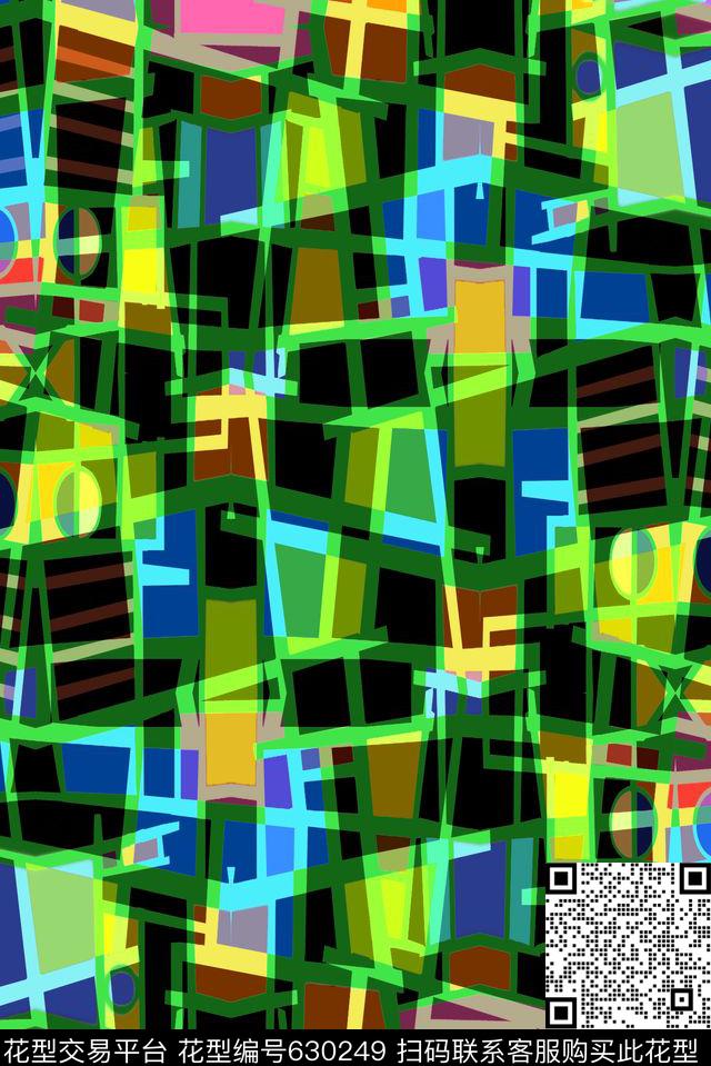 不规则几何小方块几何传统印花华亿平台下载（图片编号: 630249） - 瓦栏（Walan）
