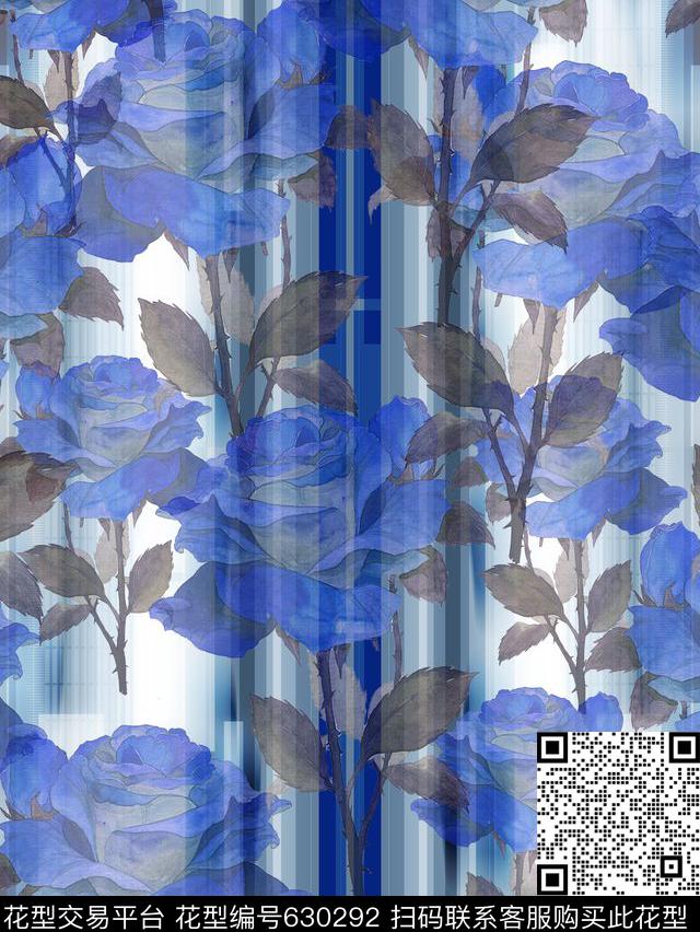 复古、彩绘、玫瑰数码印花华亿平台下载（图片编号: 630292） - 瓦栏（Walan）