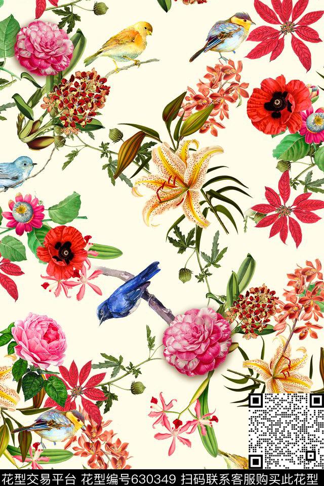 花鸟03数码印花华亿平台下载（图片编号: 630349） - 瓦栏（Walan）