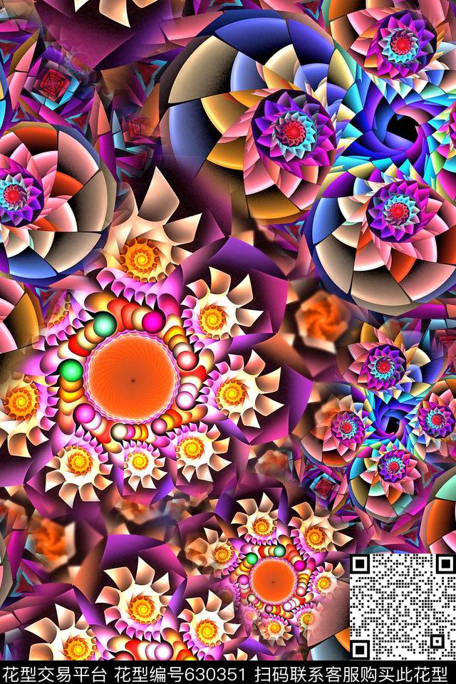 抽象几何数码印花华亿平台下载（图片编号: 630351） - 瓦栏（Walan）