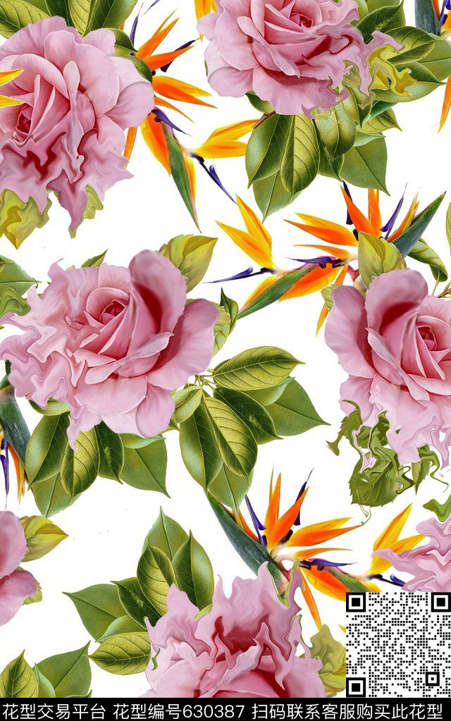 热带花卉时尚大方数码印花华亿平台下载（图片编号: 630387） - 瓦栏（Walan）