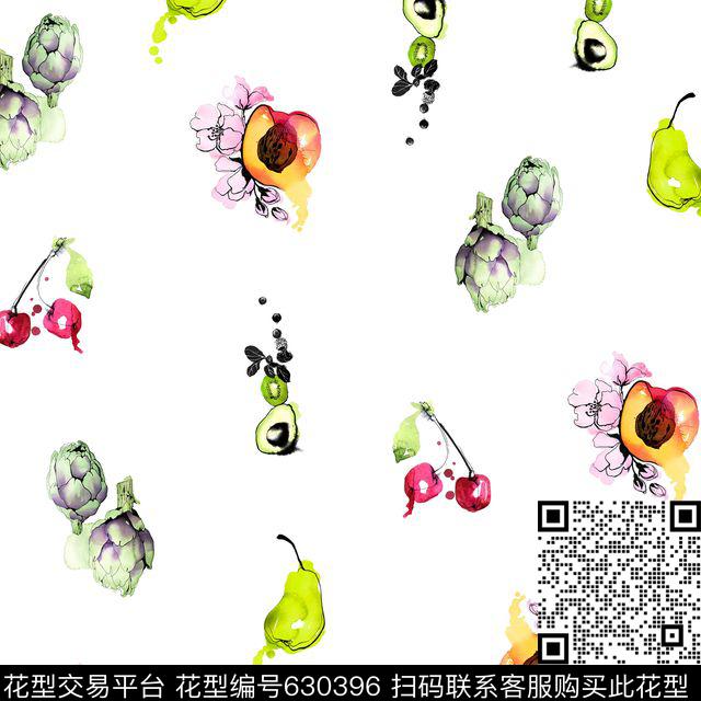 热带水果牛油果桃子樱桃梨数码印花华亿平台下载（图片编号: 630396） - 瓦栏（Walan）