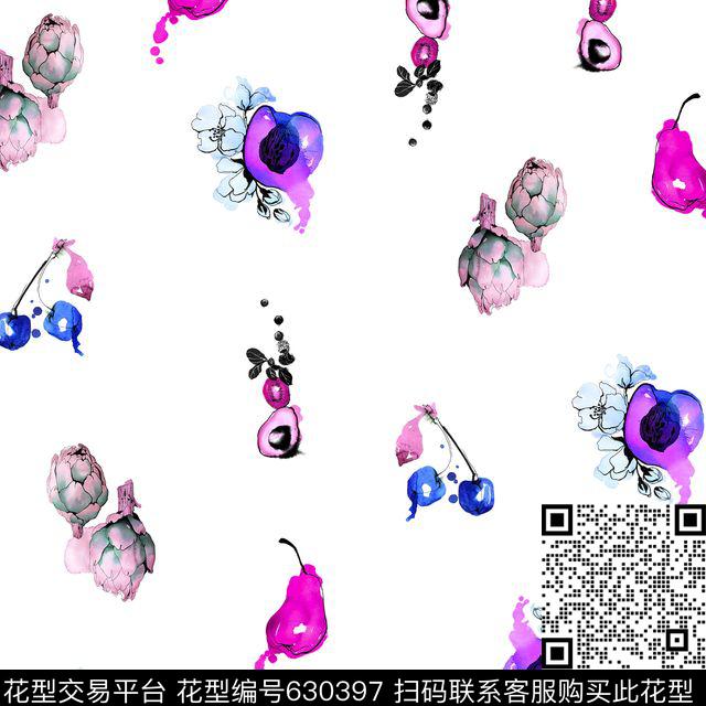 热带水果牛油果桃子樱桃梨数码印花华亿平台下载（图片编号: 630397） - 瓦栏（Walan）