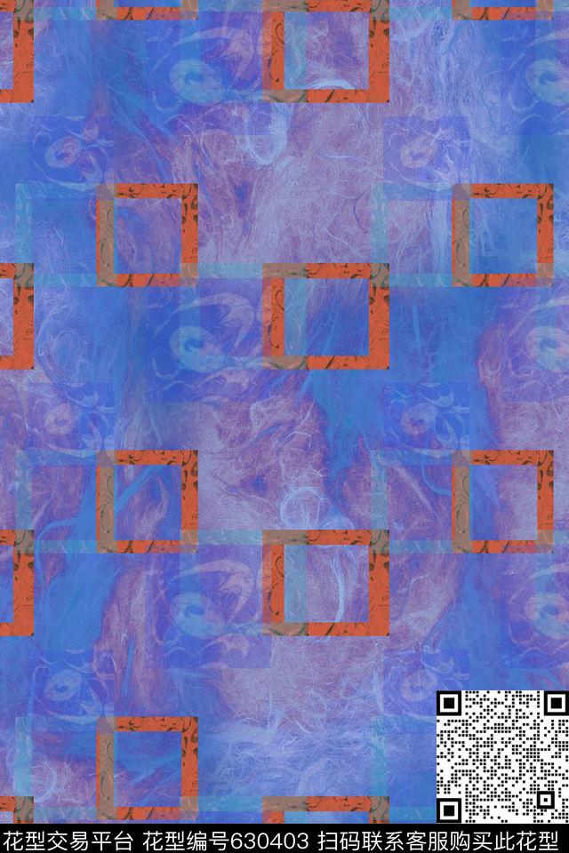 抽象梦幻异样格子抽象图案数码印花华亿平台下载（图片编号: 630403） - 瓦栏（Walan）
