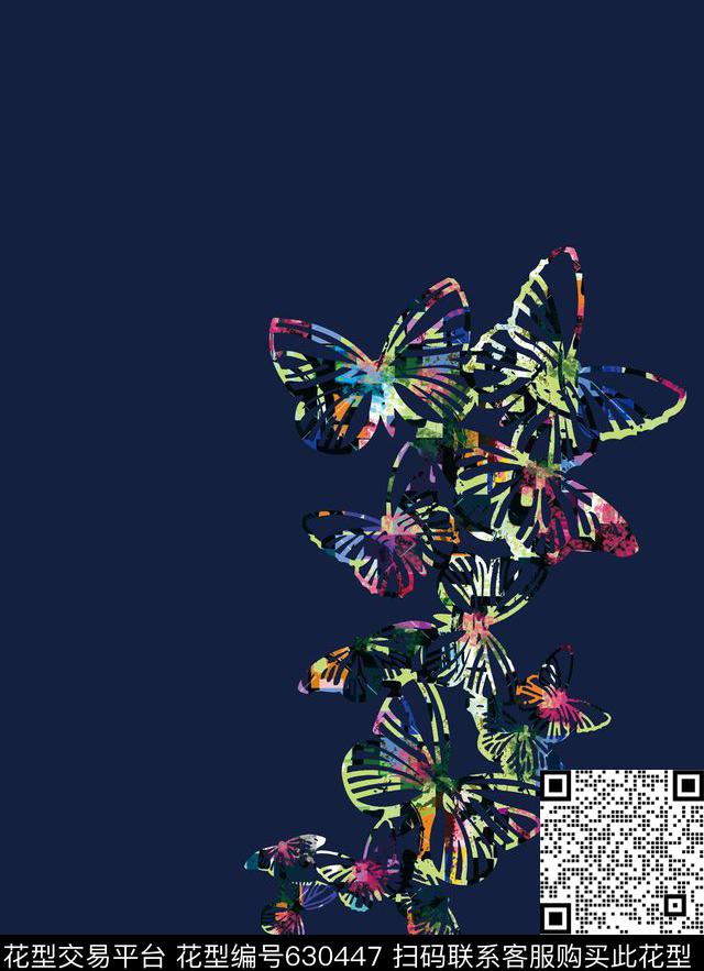 蝴蝶水彩水墨数码印花华亿平台下载（图片编号: 630447） - 瓦栏（Walan）