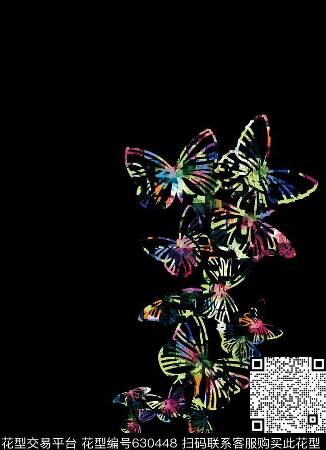 蝴蝶水彩水墨数码印花华亿平台下载（图片编号: 630448） - 瓦栏（Walan）