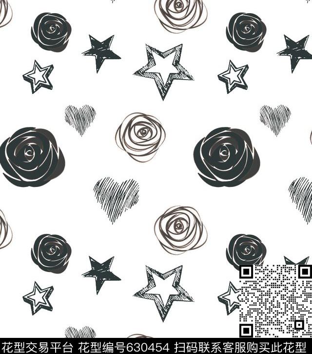 爱心星星水彩传统印花华亿平台下载（图片编号: 630454） - 瓦栏（Walan）