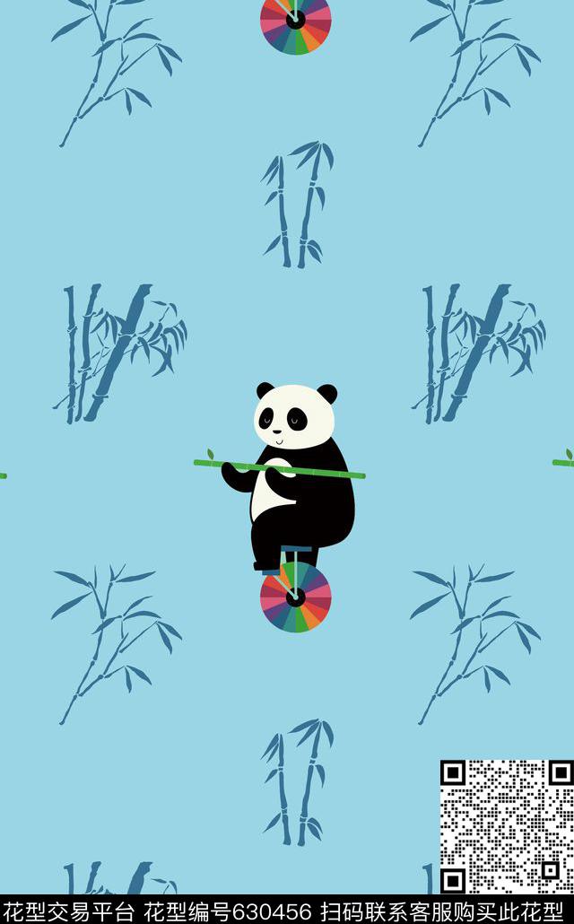 熊猫动物插画数码印花华亿平台下载（图片编号: 630456） - 瓦栏（Walan）