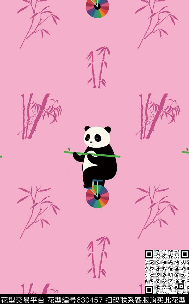 熊猫动物插画数码印花华亿平台下载（图片编号: 630457） - 瓦栏（Walan）