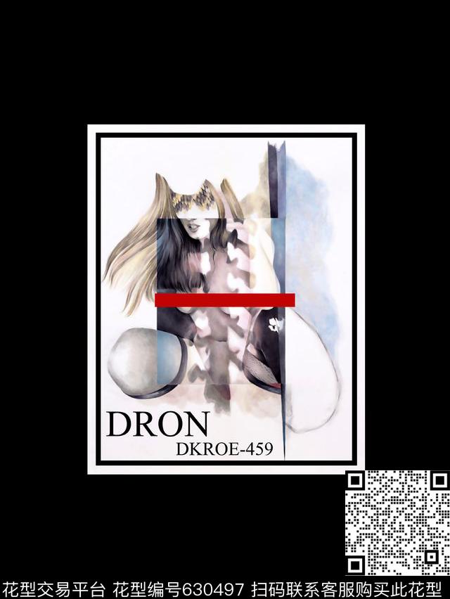 人物像几何解构男装T恤数码印花华亿平台下载（图片编号: 630497） - 瓦栏（Walan）