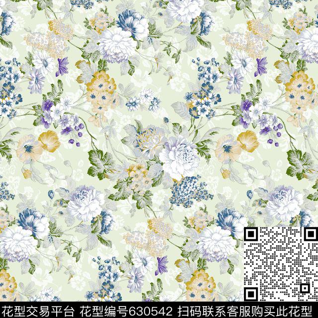 玫瑰花朵窗帘传统印花华亿平台下载（图片编号: 630542） - 瓦栏（Walan）