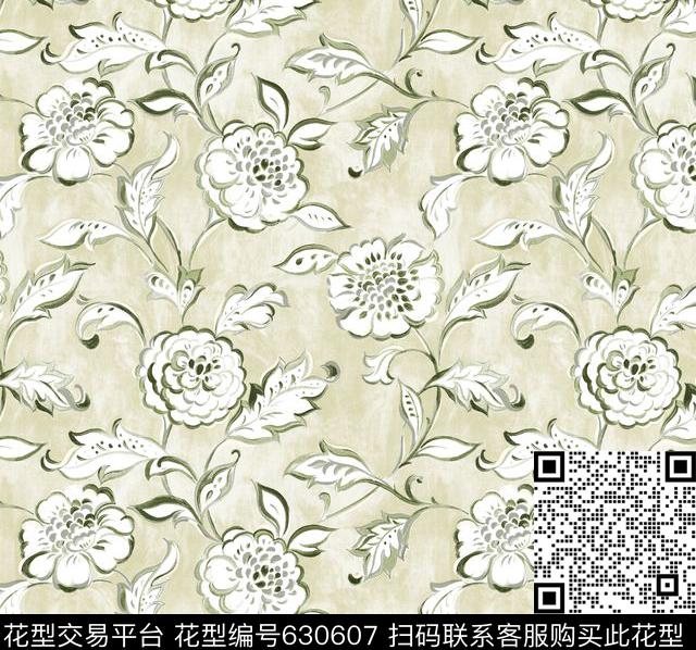 雏菊花朵花卉传统印花华亿平台下载（图片编号: 630607） - 瓦栏（Walan）