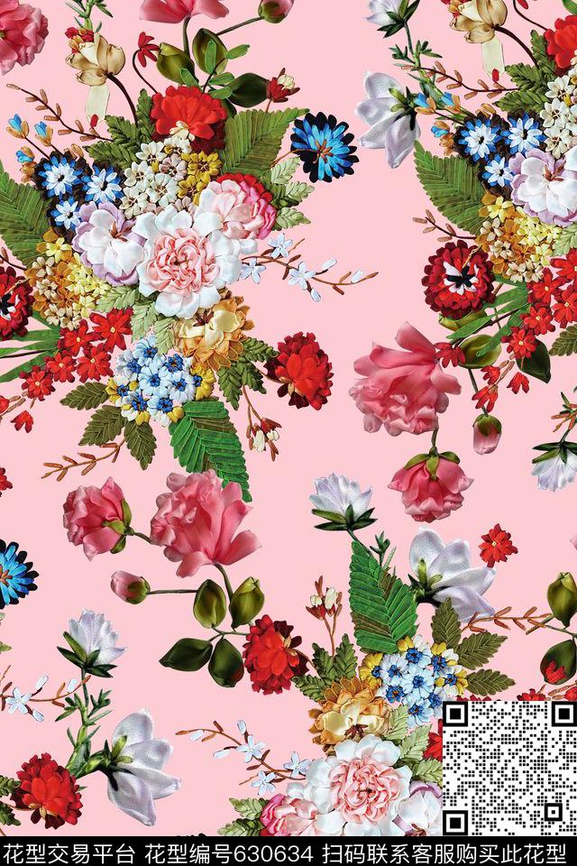 花卉立体花卉数码印花华亿平台下载（图片编号: 630634） - 瓦栏（Walan）