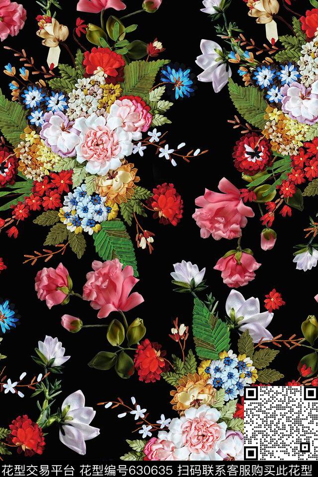 花卉立体花卉数码印花华亿平台下载（图片编号: 630635） - 瓦栏（Walan）