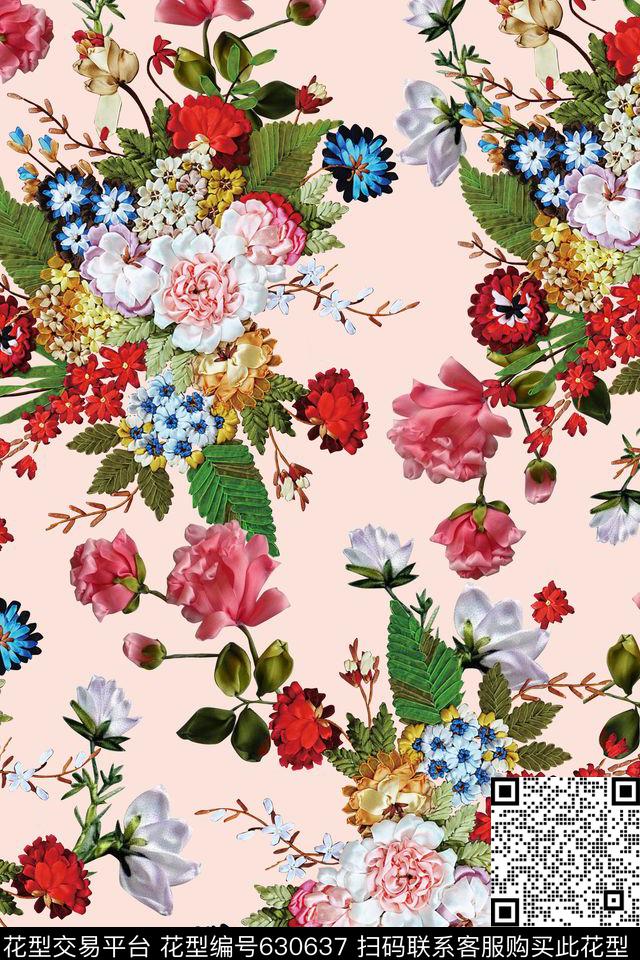 花卉立体花卉数码印花华亿平台下载（图片编号: 630637） - 瓦栏（Walan）