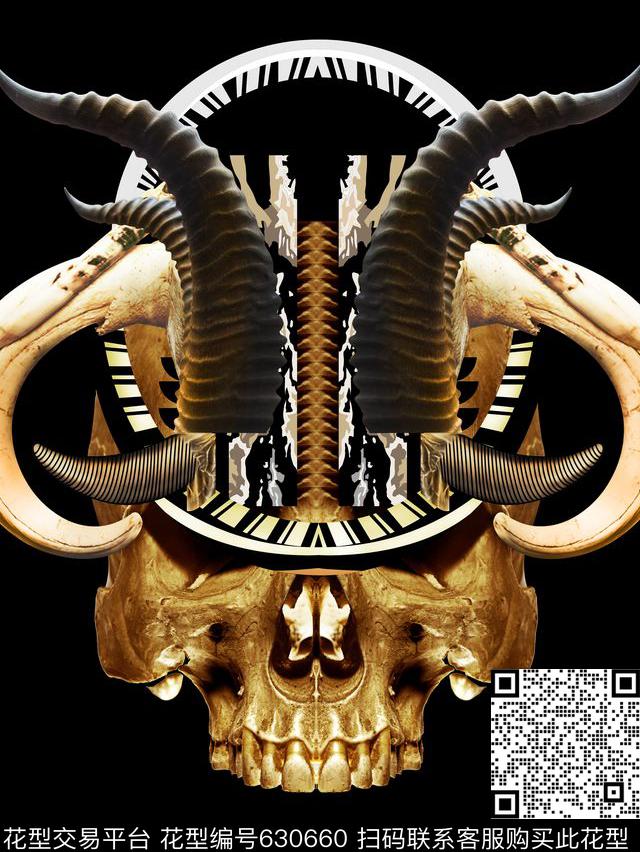 骷髅头欧潮大牌数码印花华亿平台下载（图片编号: 630660） - 瓦栏（Walan）