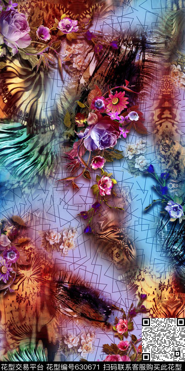 花卉几何动物纹数码印花华亿平台下载（图片编号: 630671） - 瓦栏（Walan）