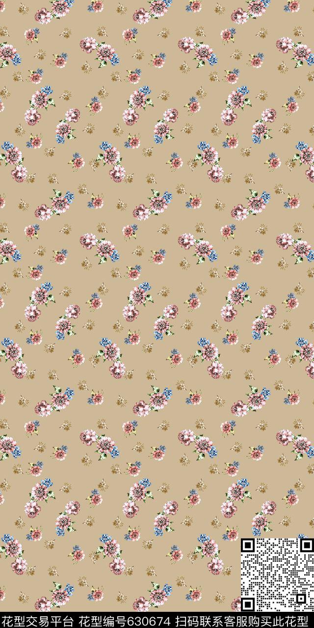 流行时尚小碎花花卉数码印花华亿平台下载（图片编号: 630674） - 瓦栏（Walan）