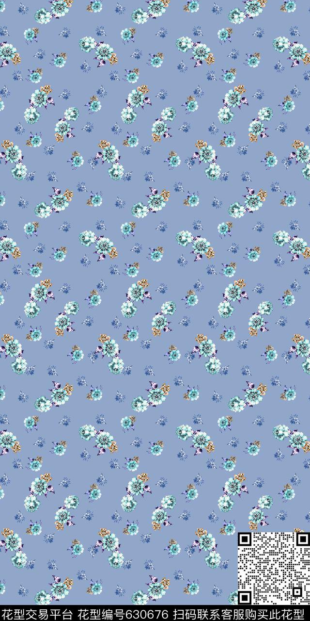 流行时尚小碎花花卉数码印花华亿平台下载（图片编号: 630676） - 瓦栏（Walan）
