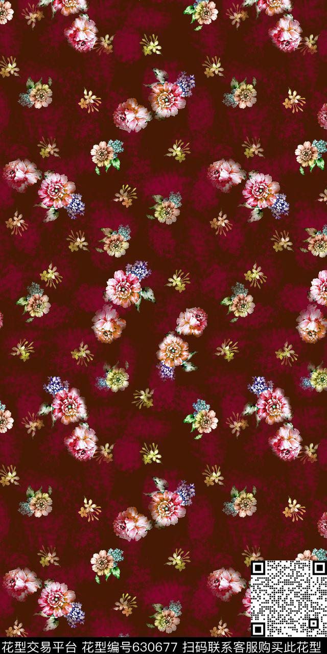 小碎花炫底流行时尚数码印花华亿平台下载（图片编号: 630677） - 瓦栏（Walan）