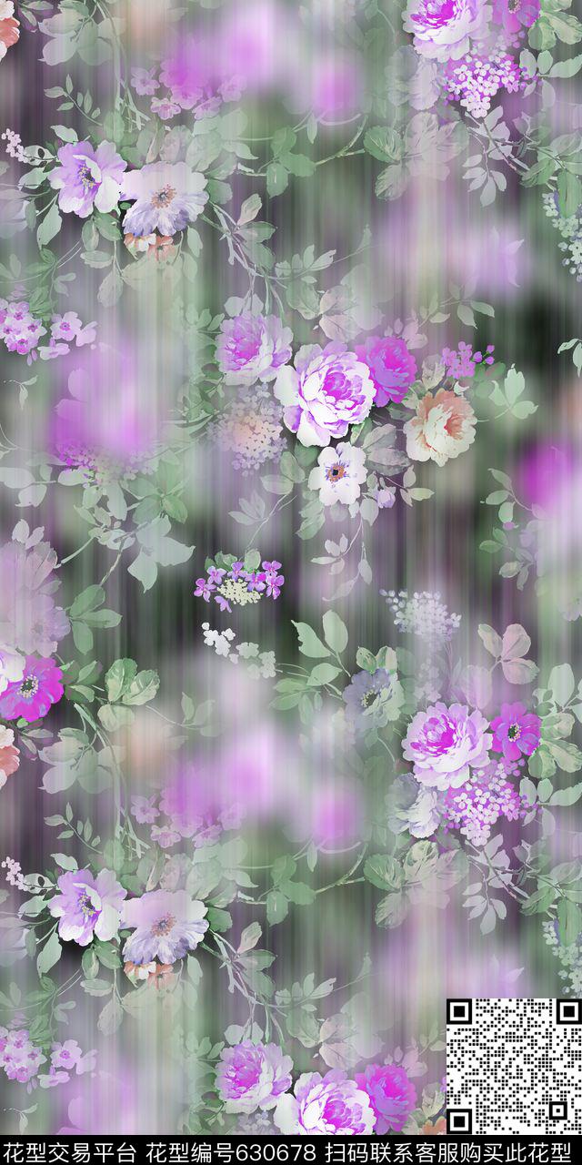 花卉炫底流行时尚数码印花华亿平台下载（图片编号: 630678） - 瓦栏（Walan）