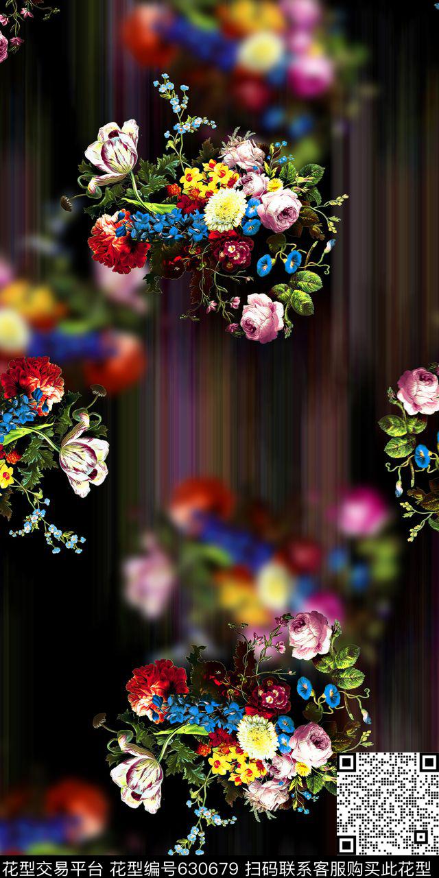 花卉炫底油画花数码印花华亿平台下载（图片编号: 630679） - 瓦栏（Walan）