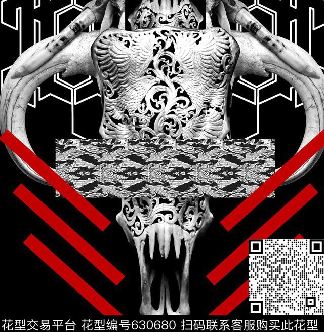 骷髅头欧潮大牌传统印花华亿平台下载（图片编号: 630680） - 瓦栏（Walan）